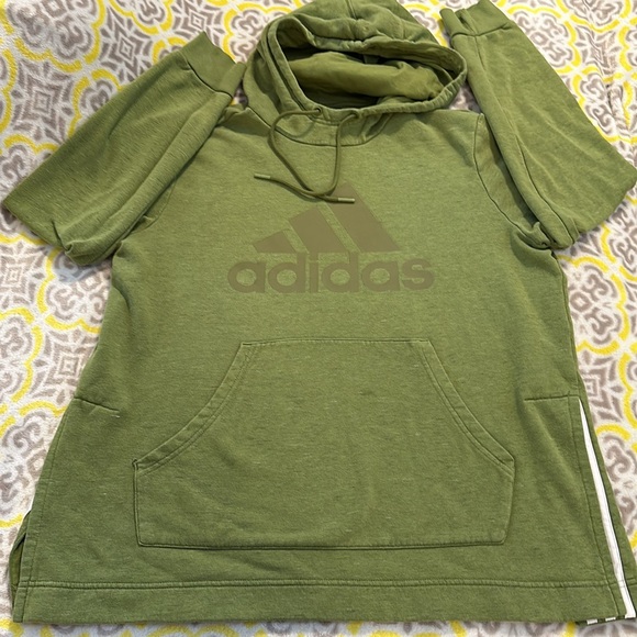 L green adidas hoodie / hooded sweatshirt, front pocket - READ DESCRIPTION - Picture 5 of 10